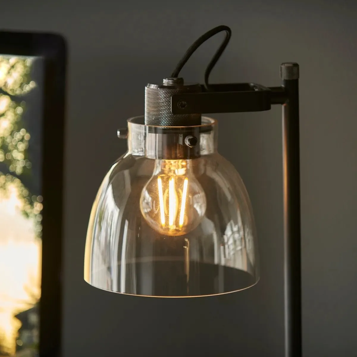 Readium Adjustable Table Lamp - Industrial Metal and Dome Glass for Bedroom and Study KL1822