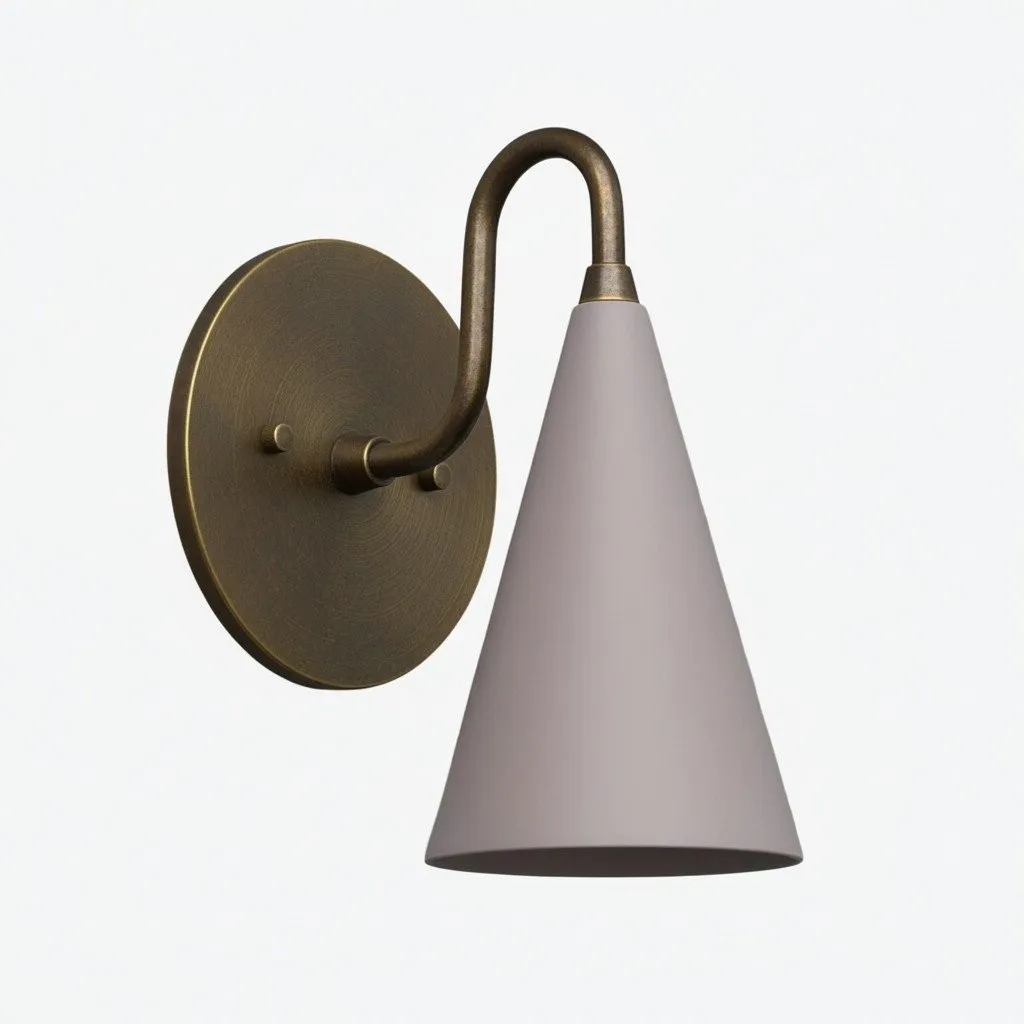 Curva Metal Cone Shade Sconce - Vintage Brass Wall Light for Entryway or Stairwell KL1720