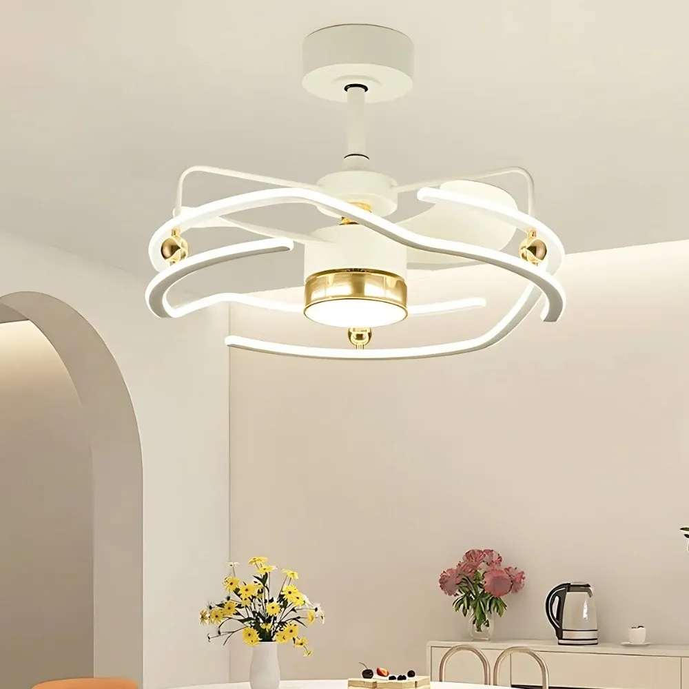 Modern White Kitchen Led Ceiling Fan Light KL936