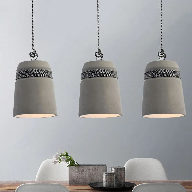Nordic Cement Hemp Rope Pendant Lamp KL879