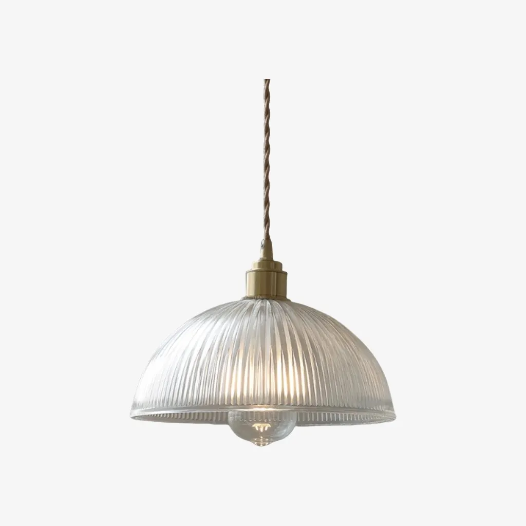 Ribilux Ribbed Pendant Light - Vintage Glass and Metal for Kitchen and Dining Room KL2262