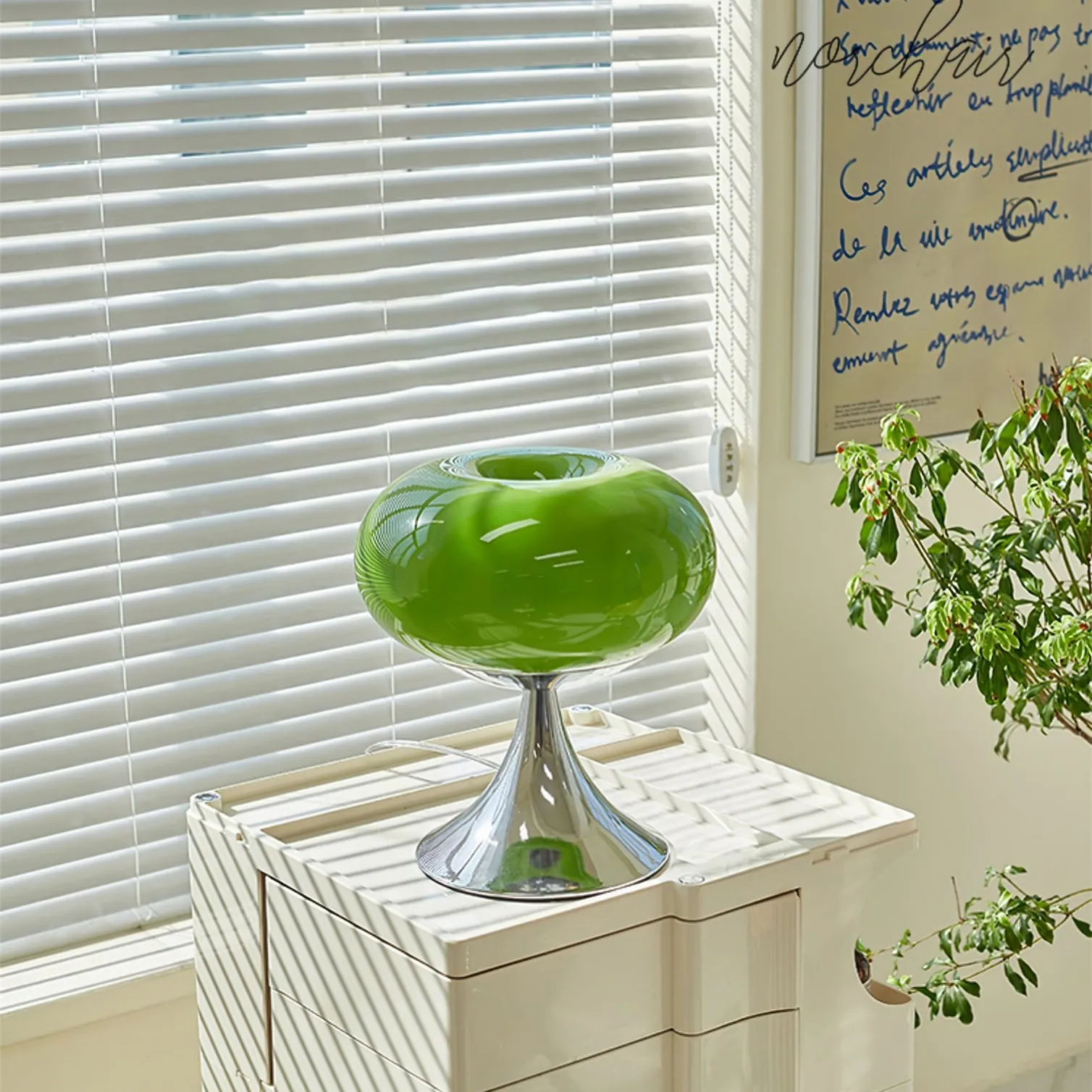 Lollora Apple Metal Glass Table Lamp - Soft Mood Lighting for Nightstand and Study KL128