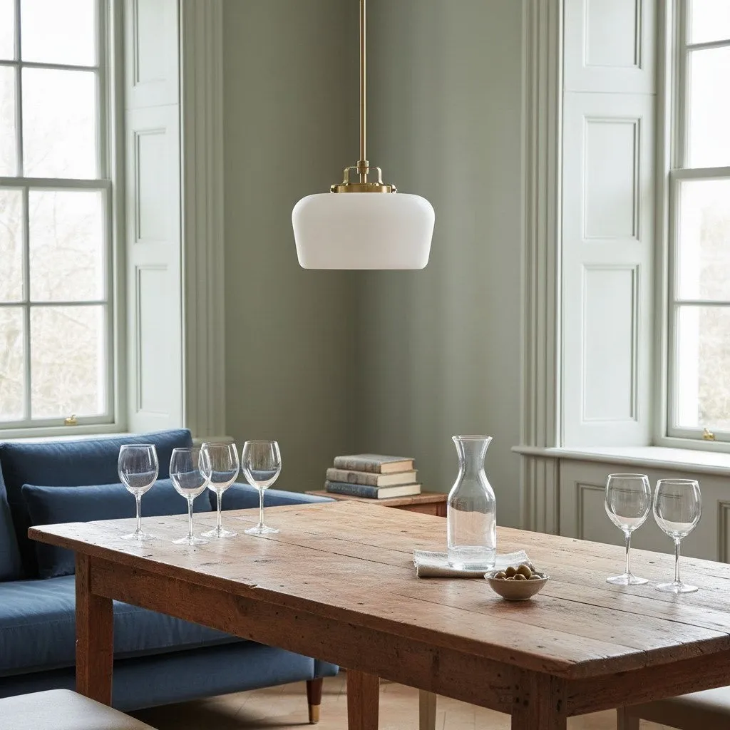 Lirra Minimalist Globe Pendant Light - Opal Glass Finish Lamp for Dining Area or Kitchen KL1714