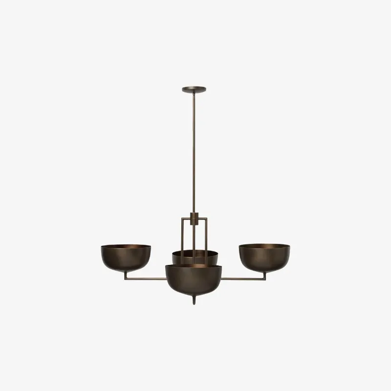 Lustrona Multi-Light Chandelier Metal Dome Shades - Streamlined Modern for Dining Room KL1622