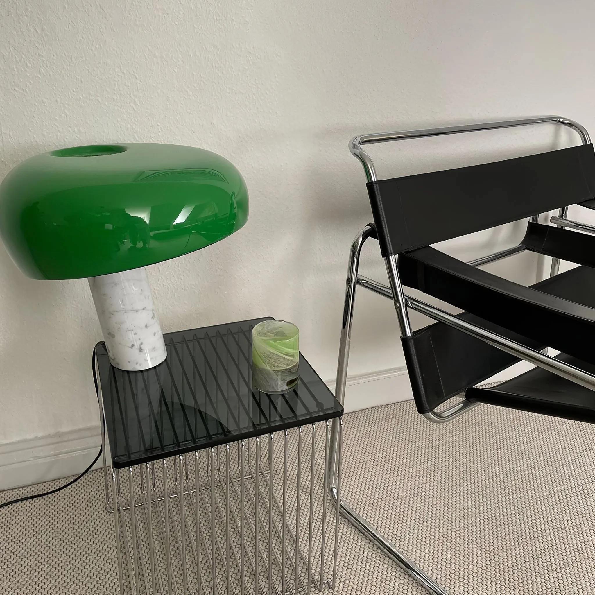 Snoopy Table Lamp - Elegant Glass Shade with Marble Base for Bedroom