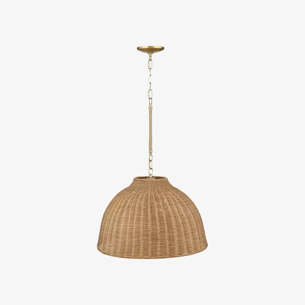Welanery Dome Pendant Light - Modern Rattan Shade Lamp for Dining Room KL2391