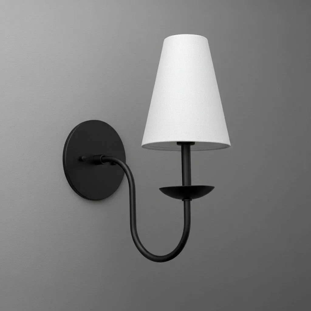 Curva Metal White Linen Sconce - Classic Brass Wall Light for Bedrooms KL1520