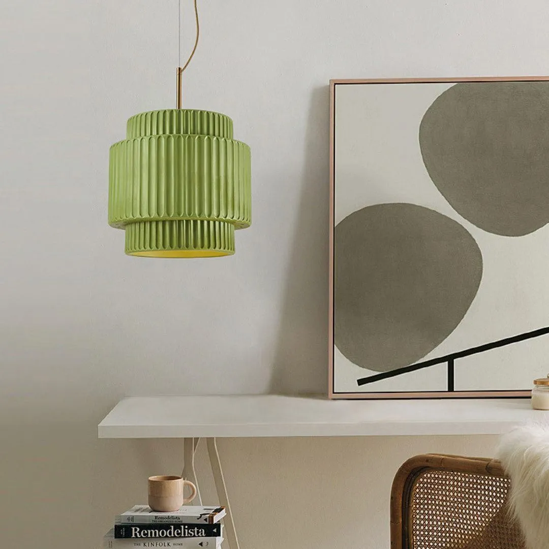 Cream Style Resin Drum Pendant Light KL170
