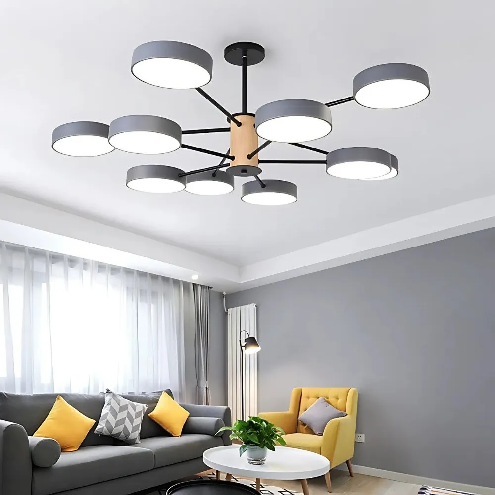 Scandinavian Branched Round Wood Chandelier KL886