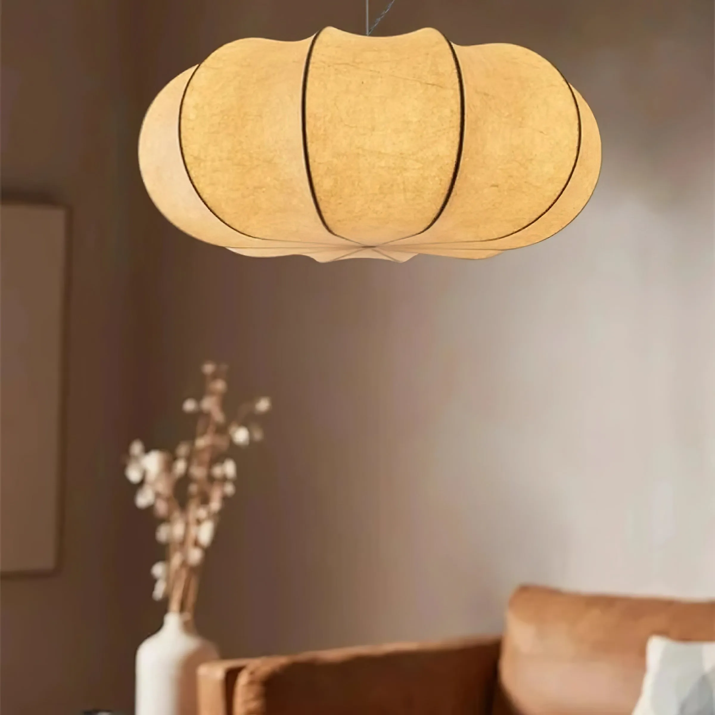 Modern Creative Flat Round Silk Pendant Lamp KL536