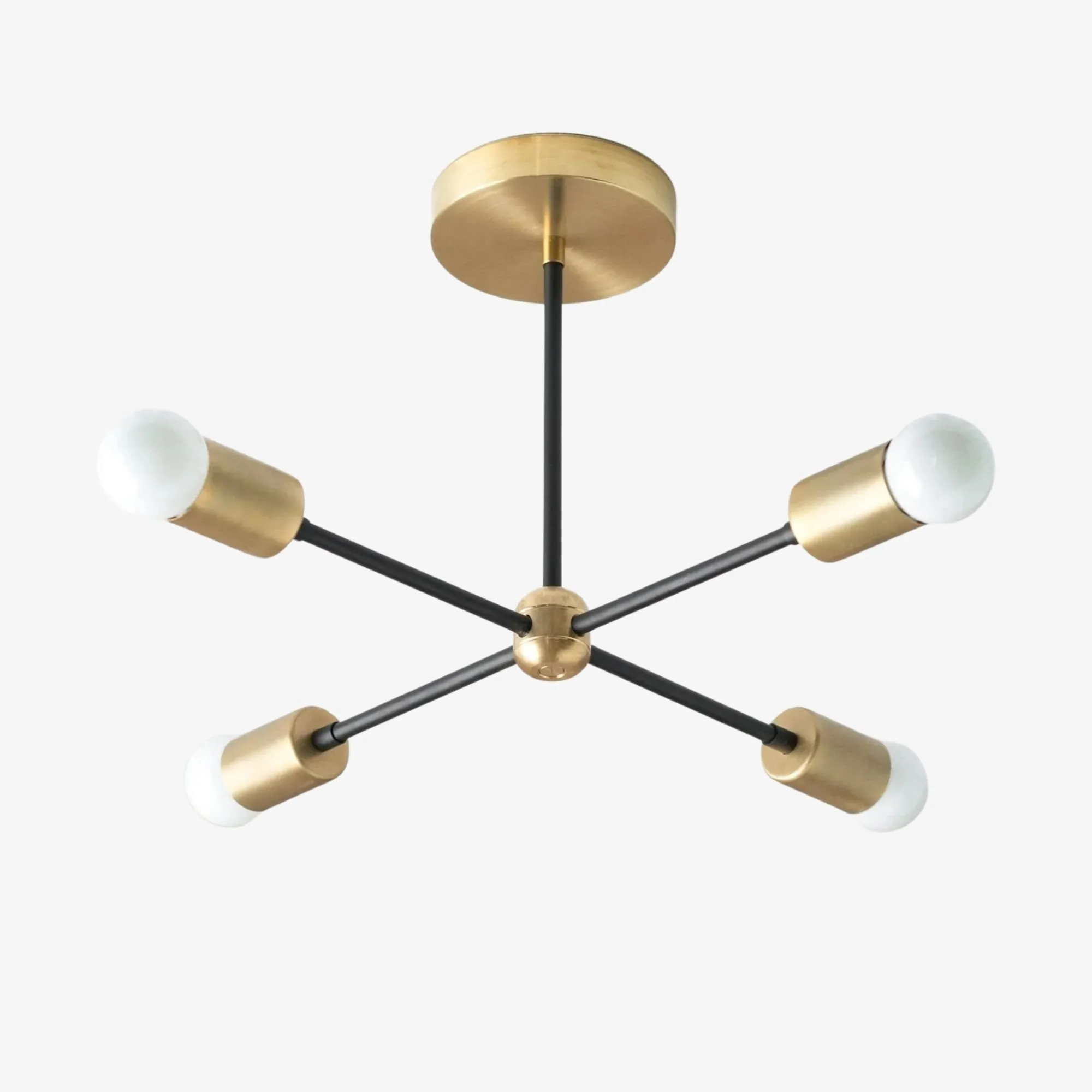 Mobilux Line Mid Century Gold Sputnik Chandelier - Geometric Brass Fixture KL1418