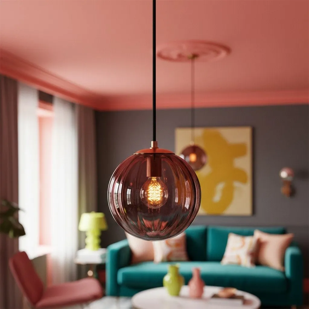 Lunorie Modern Sculptural Glass Globe Pendant Light for Dining Room and Kitchen Lighting KL2131