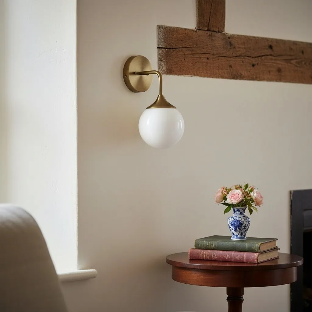 Glorica Glass Wall Sconce - Frosted Globe Light with Brass Fixture KL1512