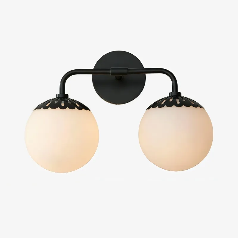 Vinbrea Glass Globe Wall Lamp - Minimal Curved Arm Light for Living Room KL2370