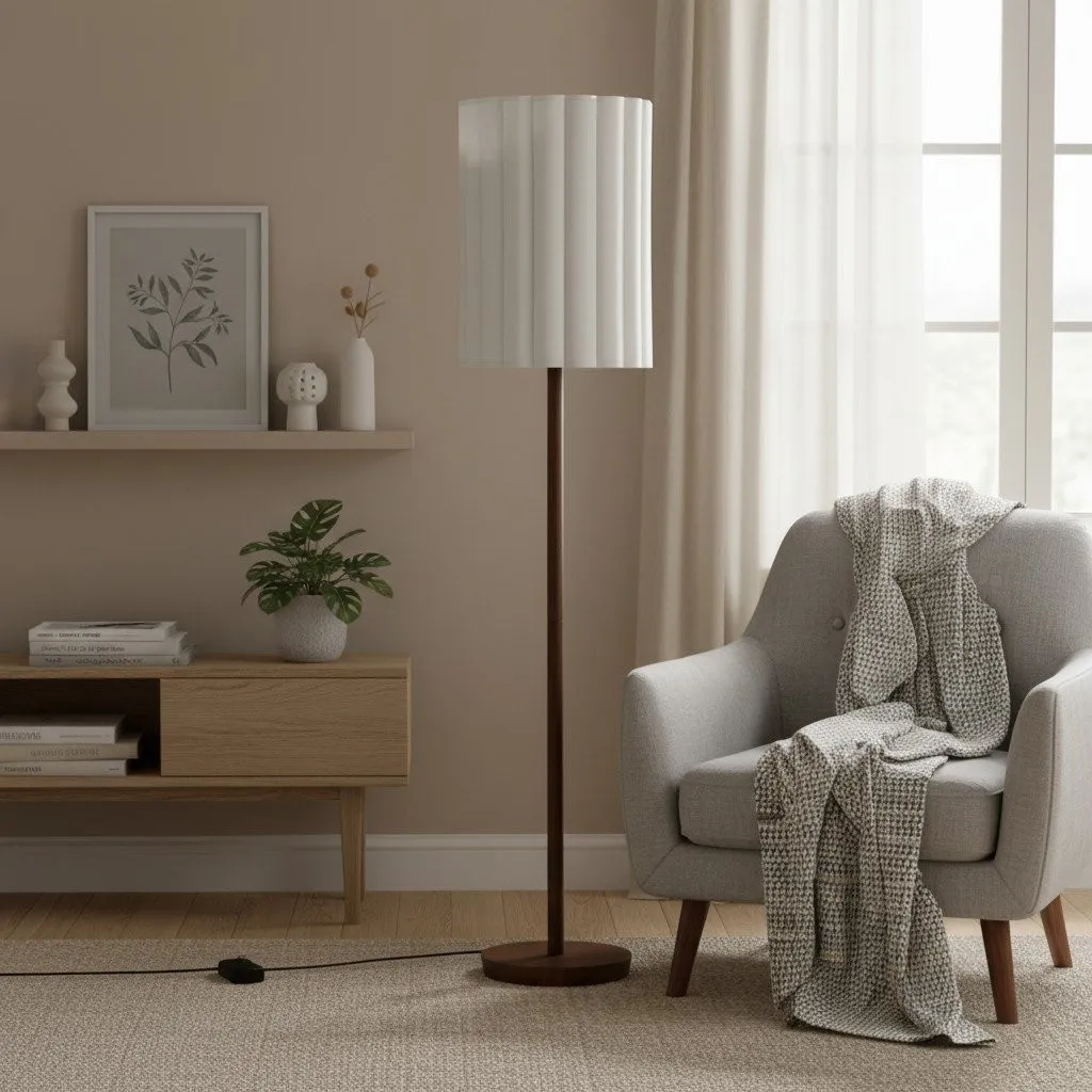 Linbron Fluted Fabric Shade Floor Light - Minimalist Fabric Floor Light for Interior Decor KL1667