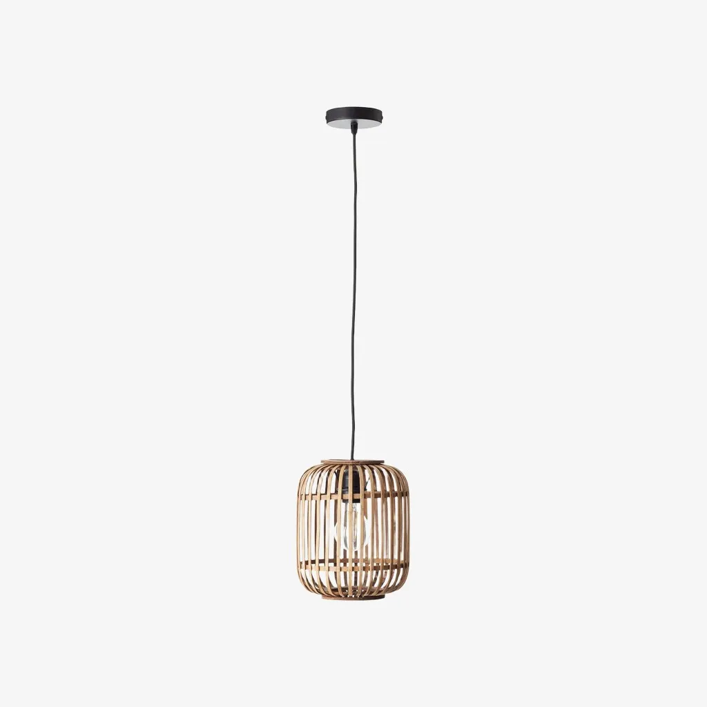 Yumeko Adjustable Bamboo Pendant Lamp - Natural Cage Pendant Light Perfect for Living & Dining Rooms KL1954