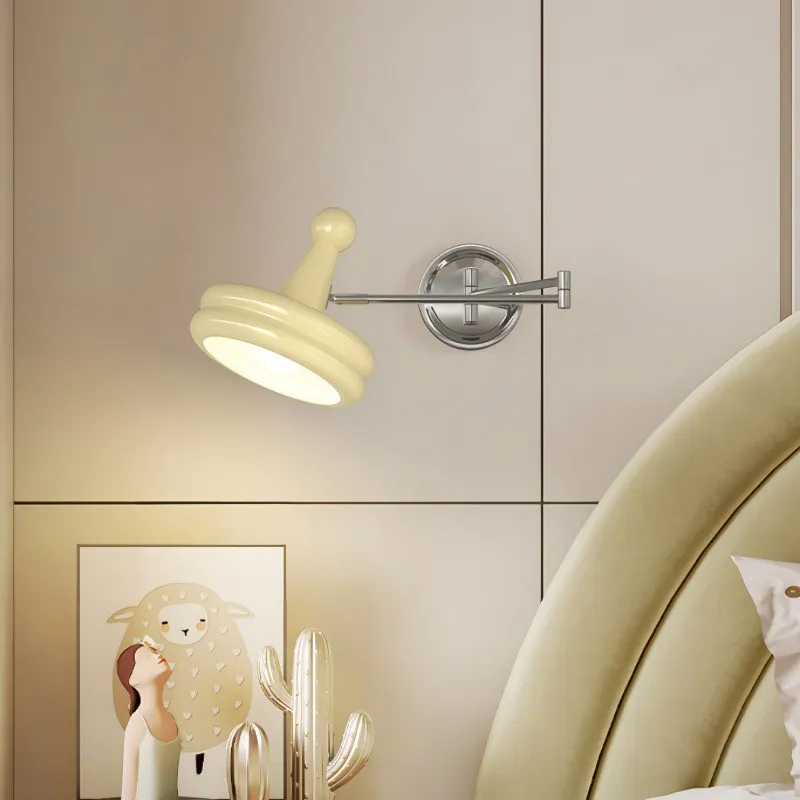 Modern Cream Chrome Swing Arm Wall Light KL162