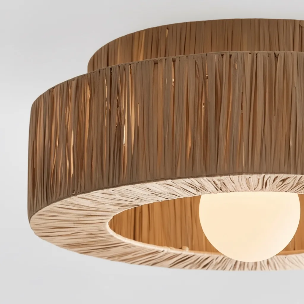 Welanery Minimal Rustic Natural Woven Ceiling Light - Sustainable Lamp for Kitchen or Hallway KL2386