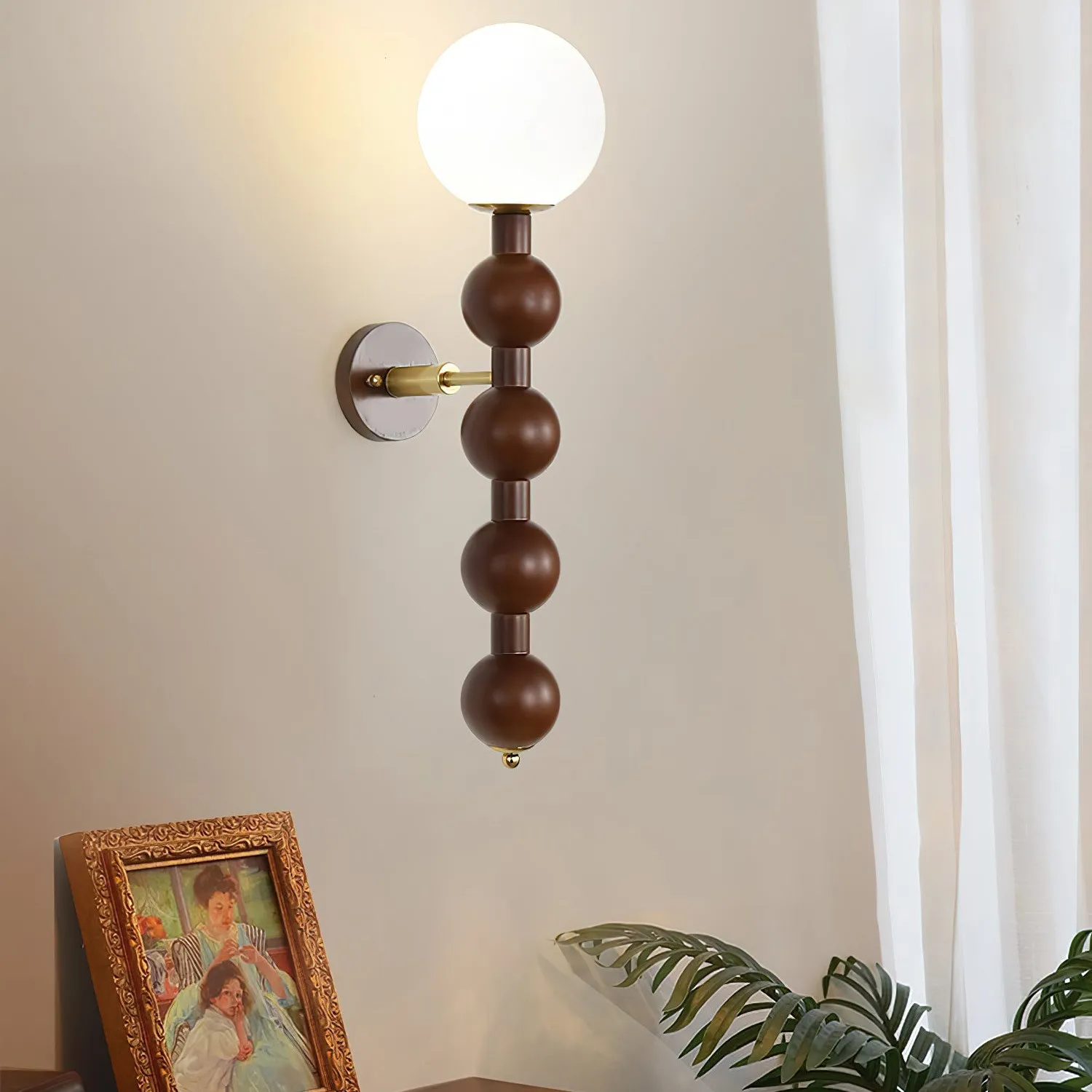 Country French Wooden Gourd Ball Wall Lamp KL144