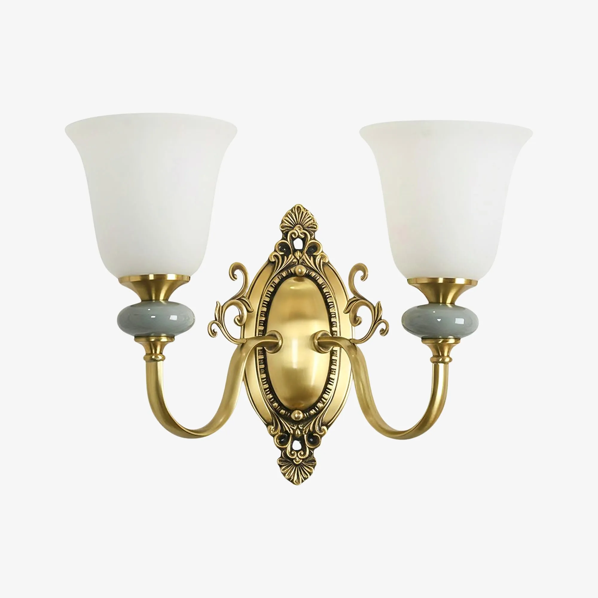 Rowanea Ceramic Wall Sconce with Fabric Shade and Metal Finish - Farmhouse Modern Hallway Light KL2197