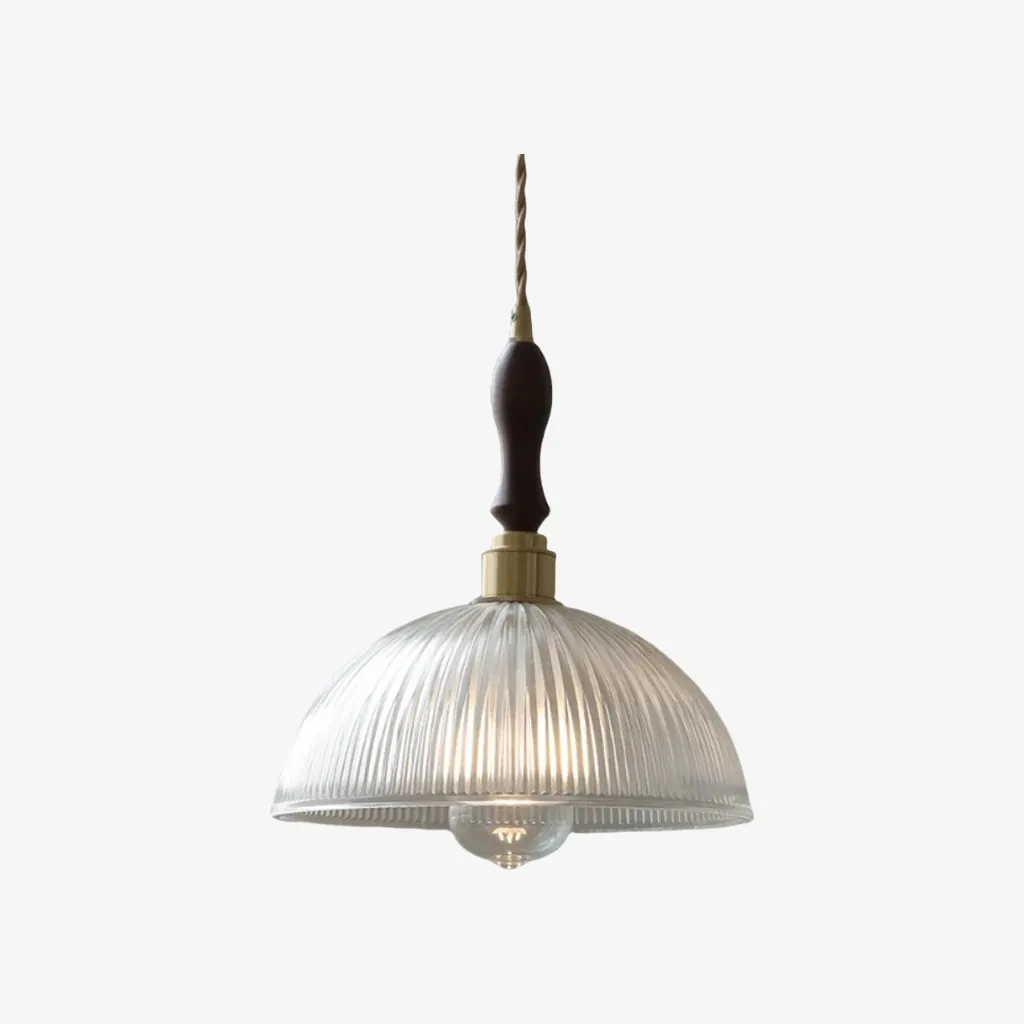 Ribilux Ribbed Pendant Light - Vintage Glass and Metal for Kitchen and Dining Room KL2262