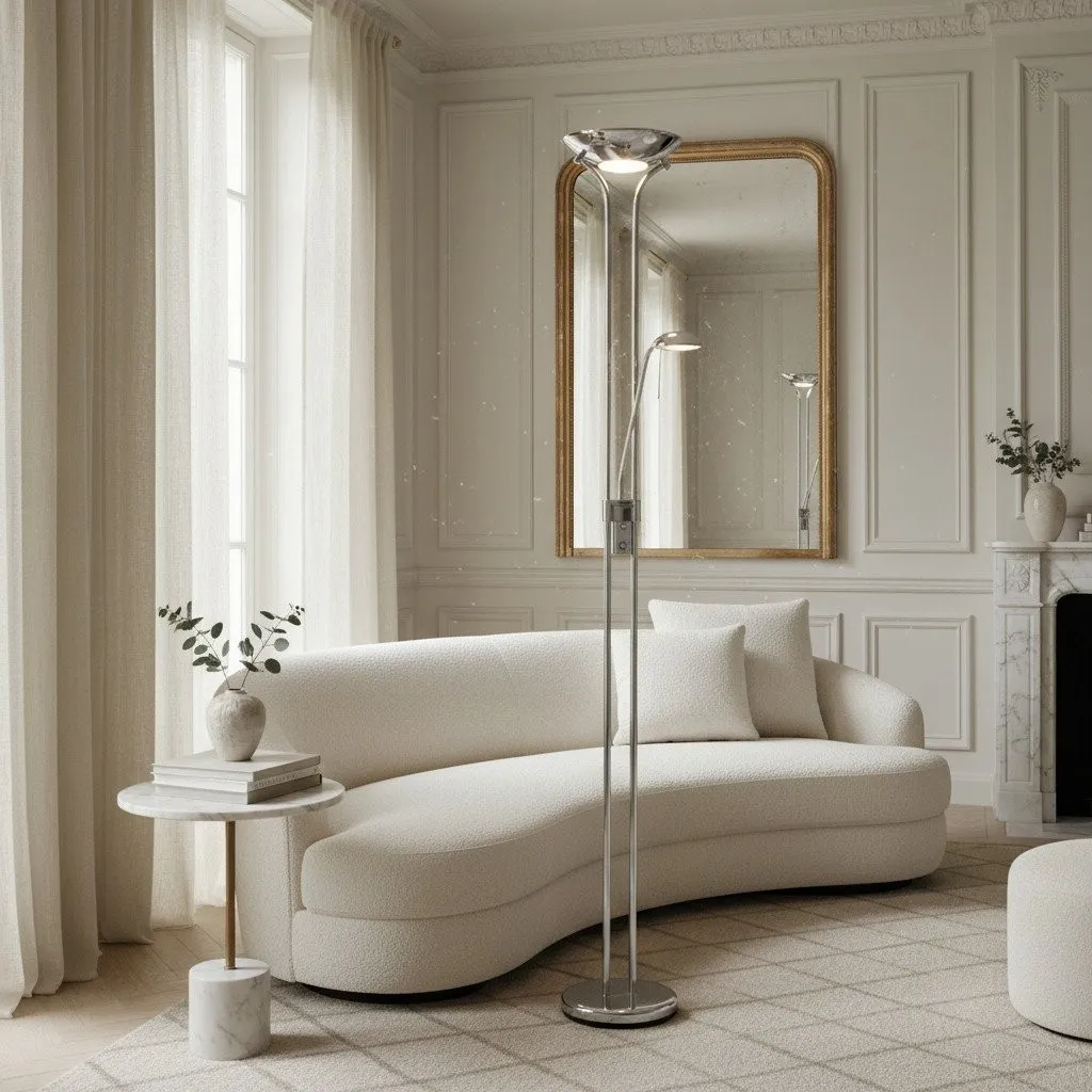 Linexis Art Deco Metal & Opal Glass Floor Lamp - Dual-Light Design for Modern Interiors KL1894