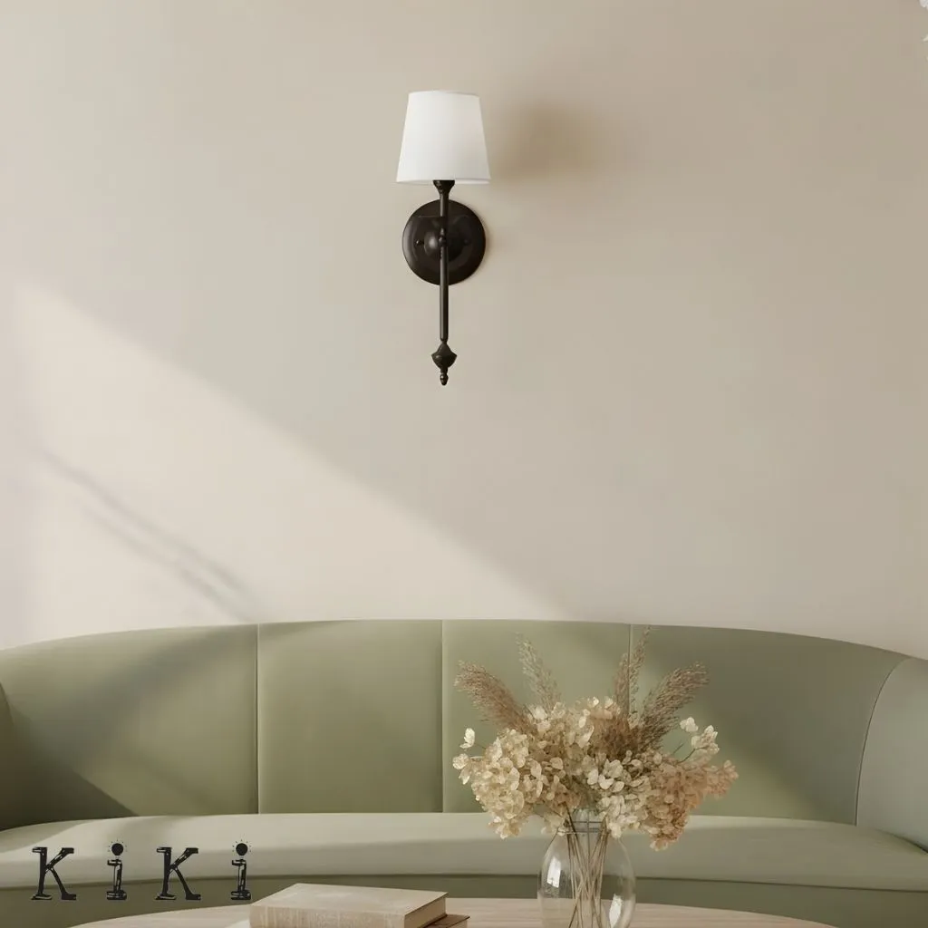 Arcuma Elegant Wall Light - Copper or Black Finishes Sconce with Fabric Shade for Interior KL2337