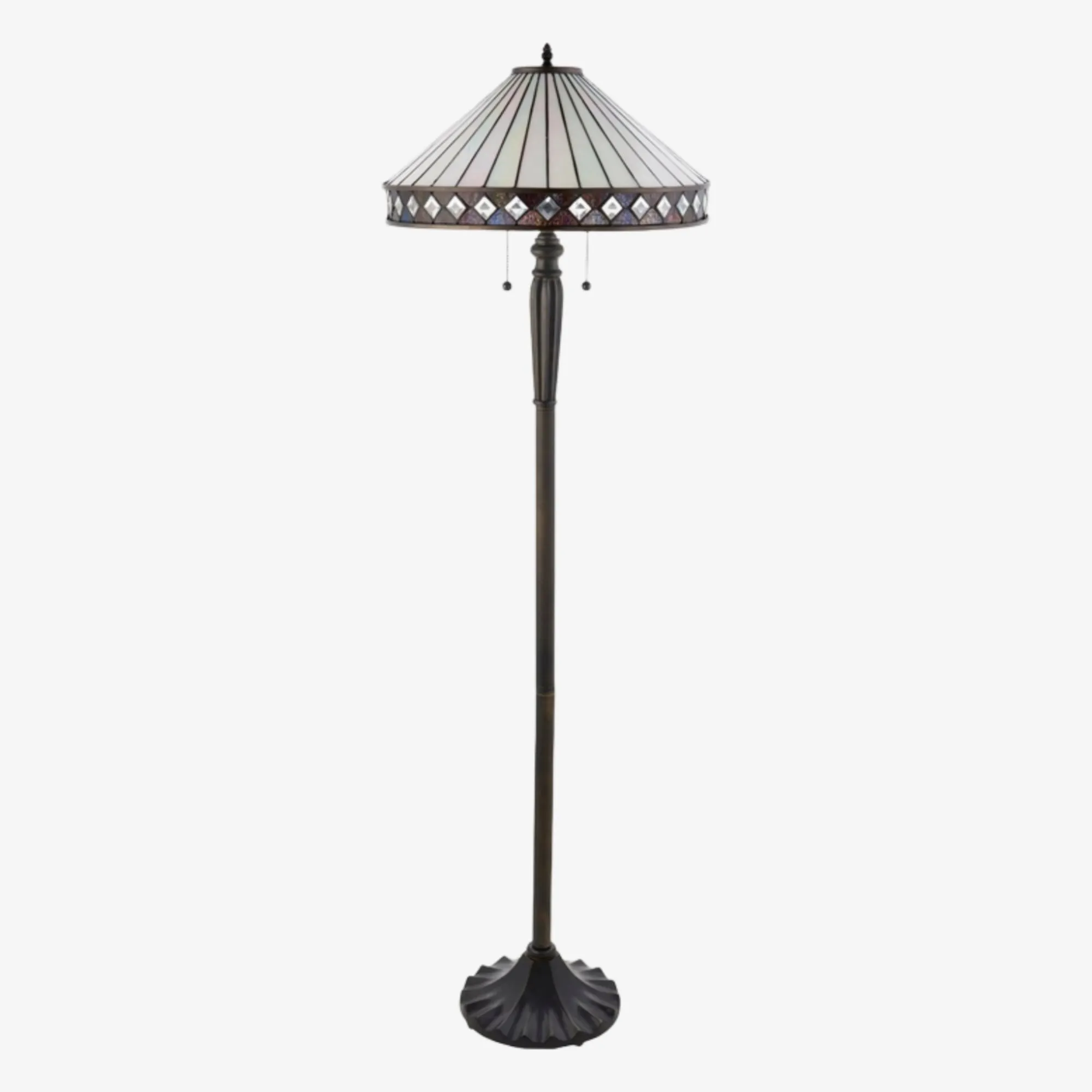 TiffStar Art Glass Floor Lamp with Ornamental Pattern Shade - Standing Light for Living Rooms KL1895