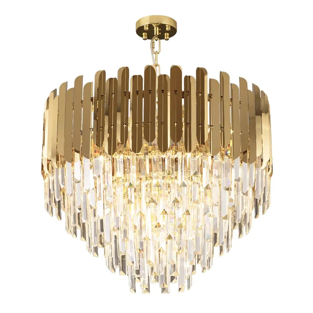 Modern Brass Crystal Chandelier