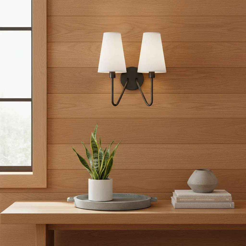 Arcuma Vintage Fabric Shade Wall Lamp for Bedroom and Living Room KL2061