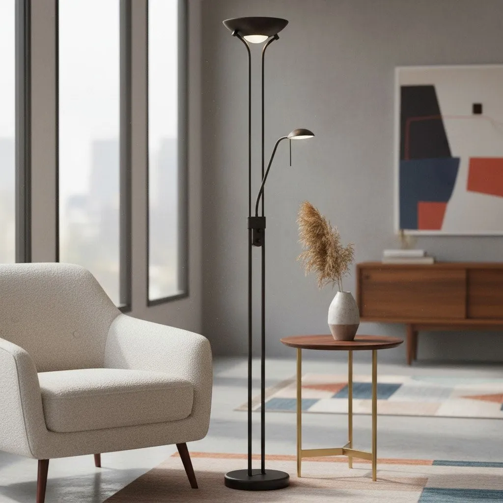 Linexis Art Deco Metal & Opal Glass Floor Lamp - Dual-Light Design for Modern Interiors KL1894
