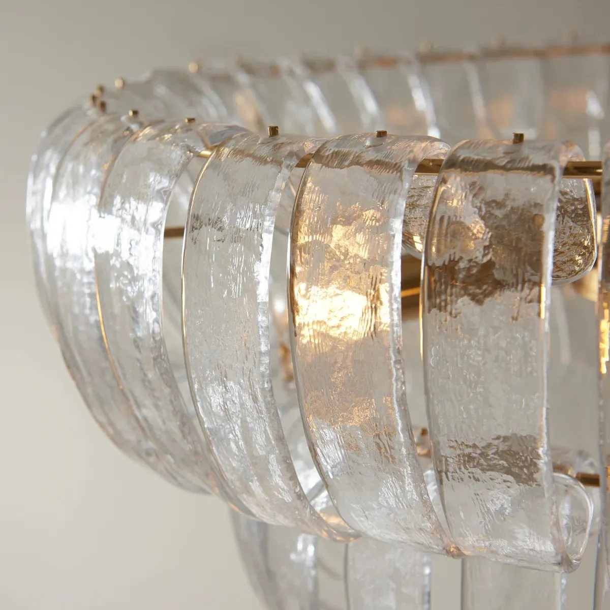 Solara 6-Light Tiered Pendant - Cascading Curved Glass and Metal-Frame for Dining & Entry KL1859