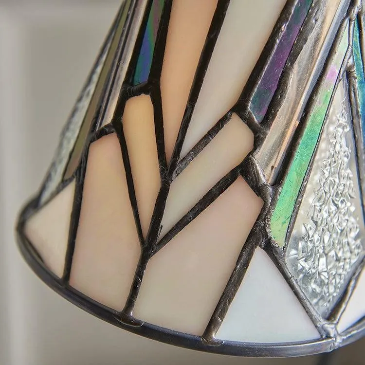 TF Astoria Tiffany Table Lamp - Curved Swan-Neck Arm Art Deco Glass Shade for Desk KL1979