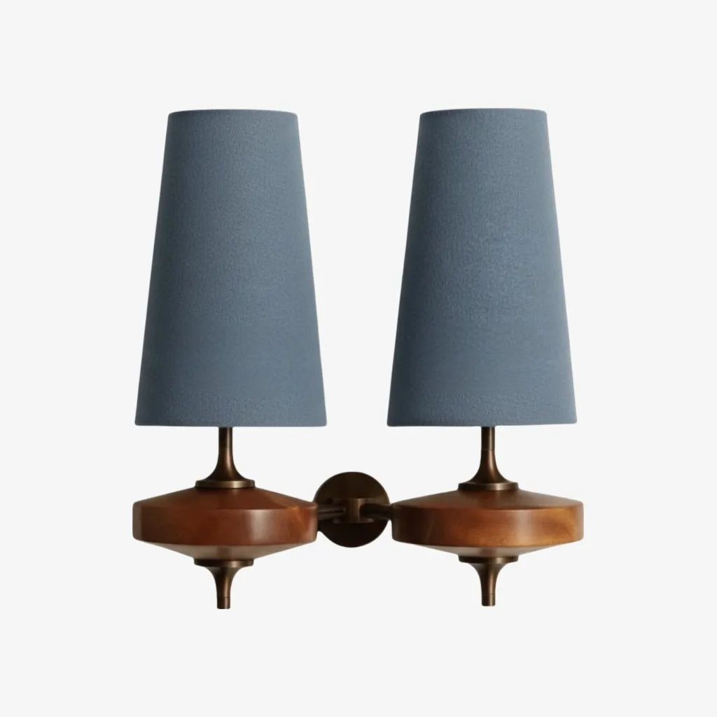 Hour Retro Fabric Shade Wall Sconce – Mid-Century Inspired For Vanity or Bedside KL1176