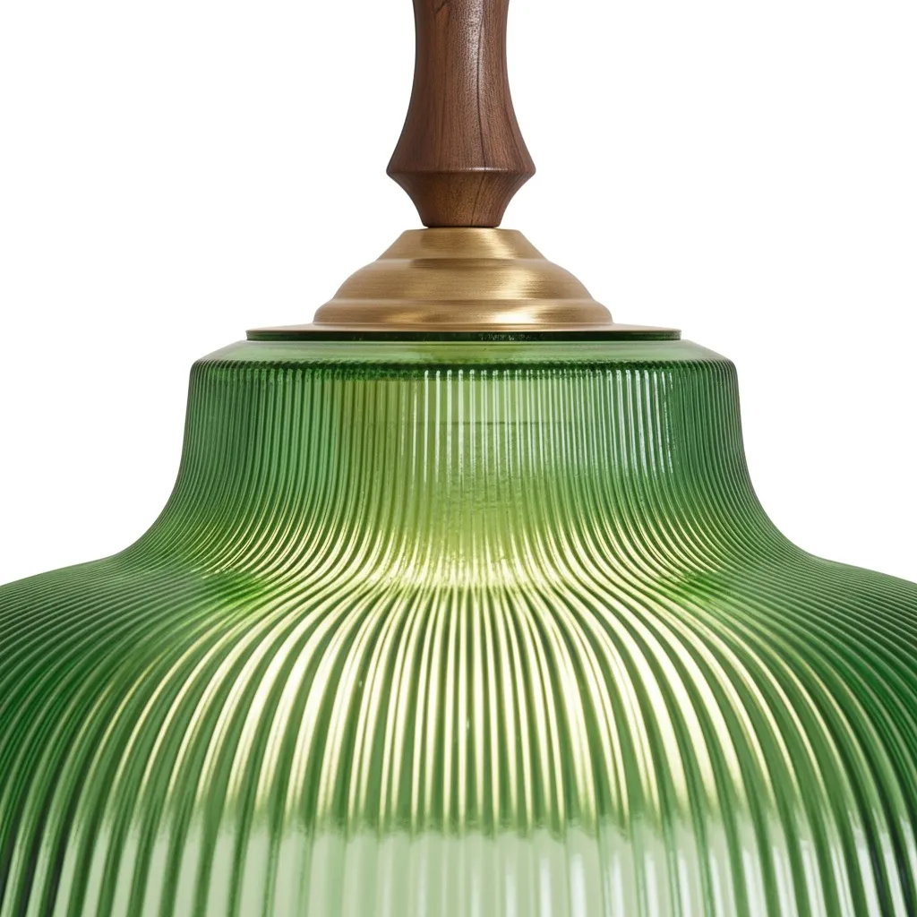 Elunaris Vintage Trumpet Shape Pendant Light with Green Glass Shade for Dining Room KL2256