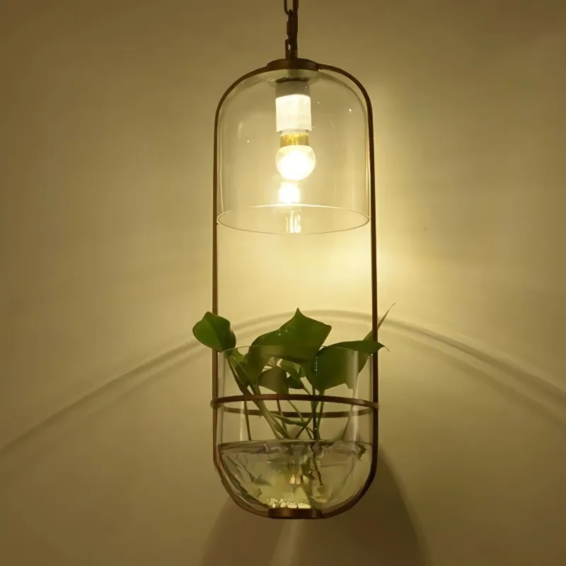 Water Plants Glass Pendant Light