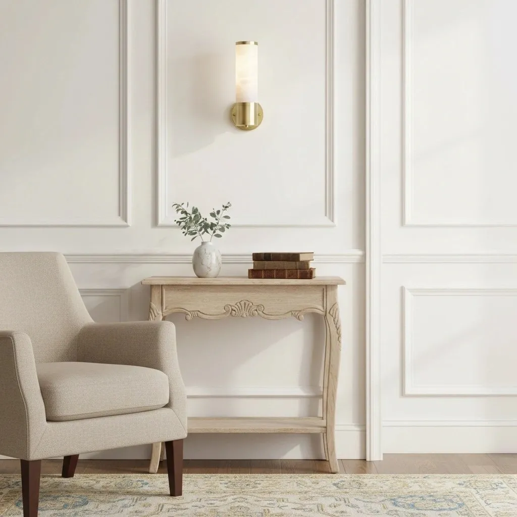 Nexorae Modern Alabaster Wall Lamp Sculptural Vertical Design For Living Room Bedroom Hallway KL2285