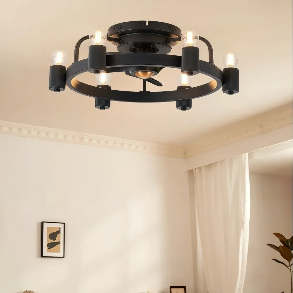 Vintage Industrial Black Ceiling Fan Light For Dining Room KL942