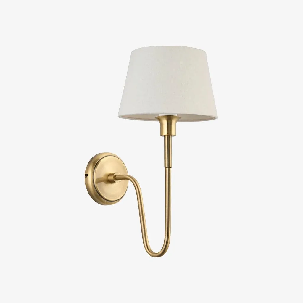 Ivoralux Tapered Fabric Wall Light - Modern Classic Curved Arm Sconce for Hallways or Bedrooms KL1900