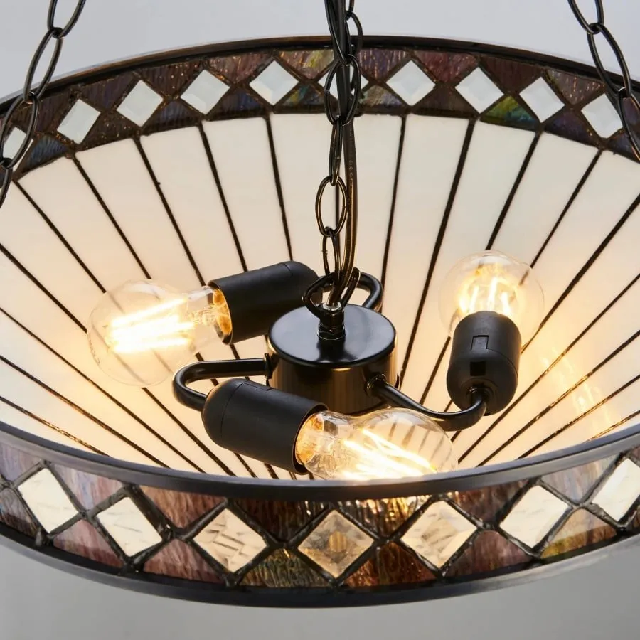 TF Fargo Stained Glass Pendant Light - Tiffany Style Inverted Pendant Lamp for Kitchen KL1934