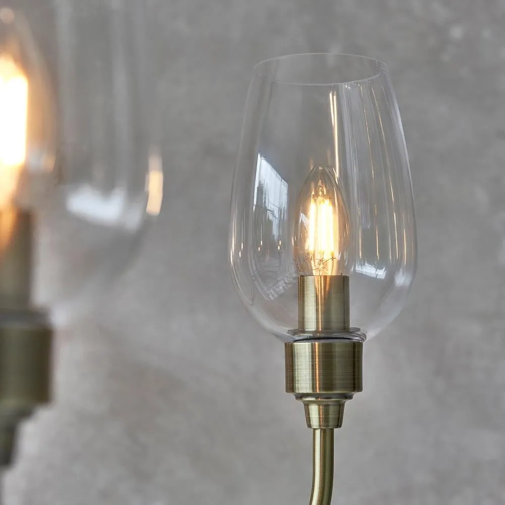 Clarione Art Deco 6-Light Linear Chandelier with Blown Glass Shades for Kitchen KL1882