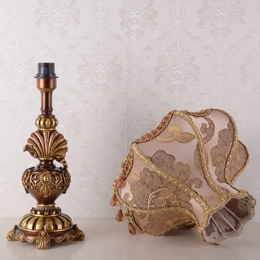 Traditional European Pink Pattern Lampshade Table Lamp KL706