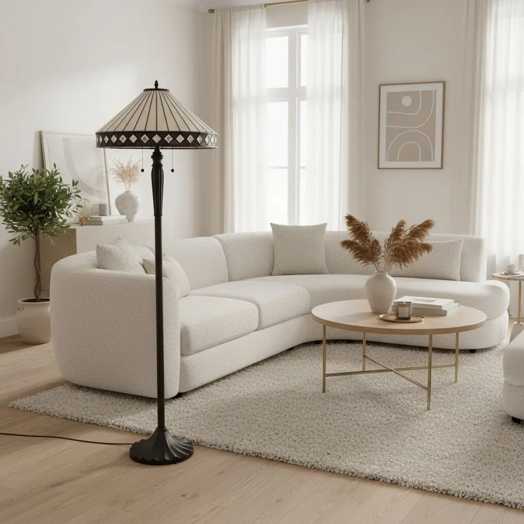 TF Fargo Geometric Art Deco Tiffany Floor Lamp for Living Room Corner Lighting KL1808
