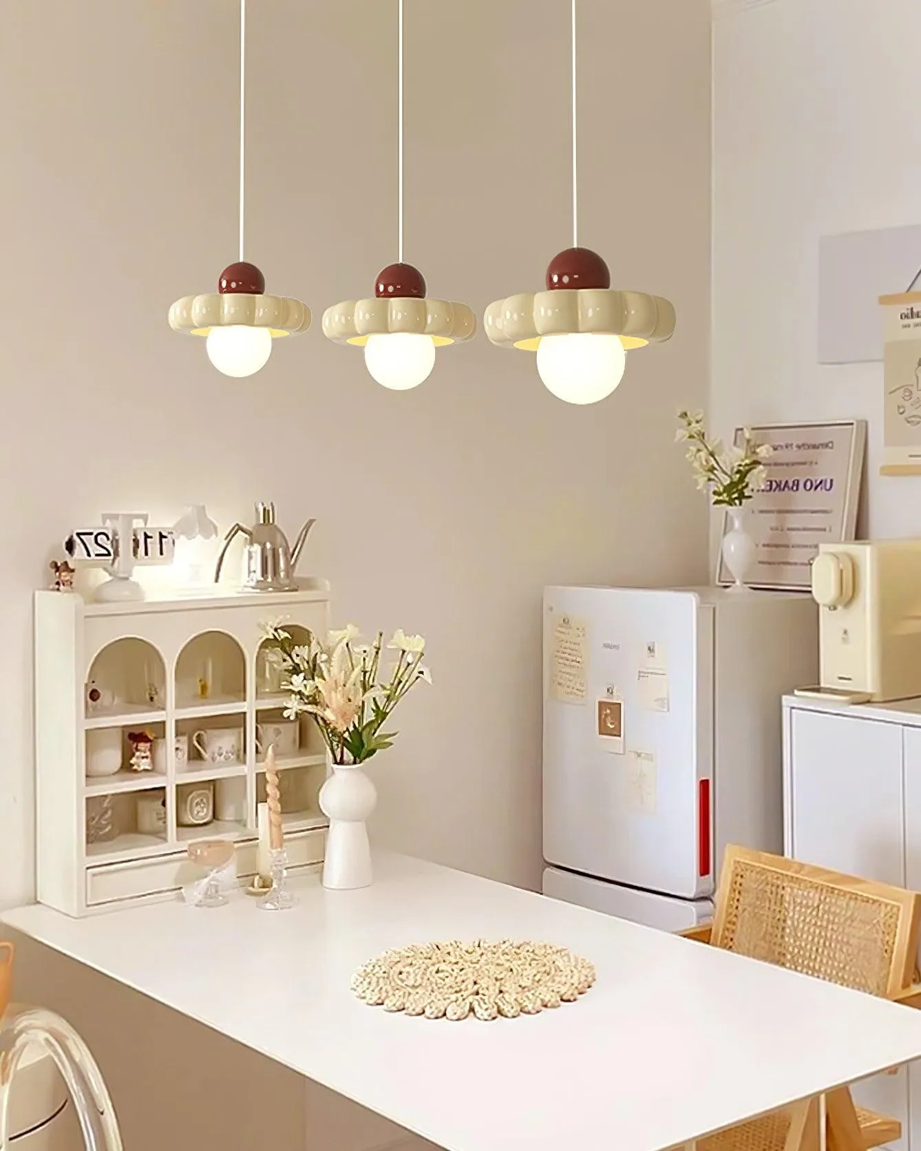 Cream Style Long Line Pumpkin Texture Pendant Lamp KL294