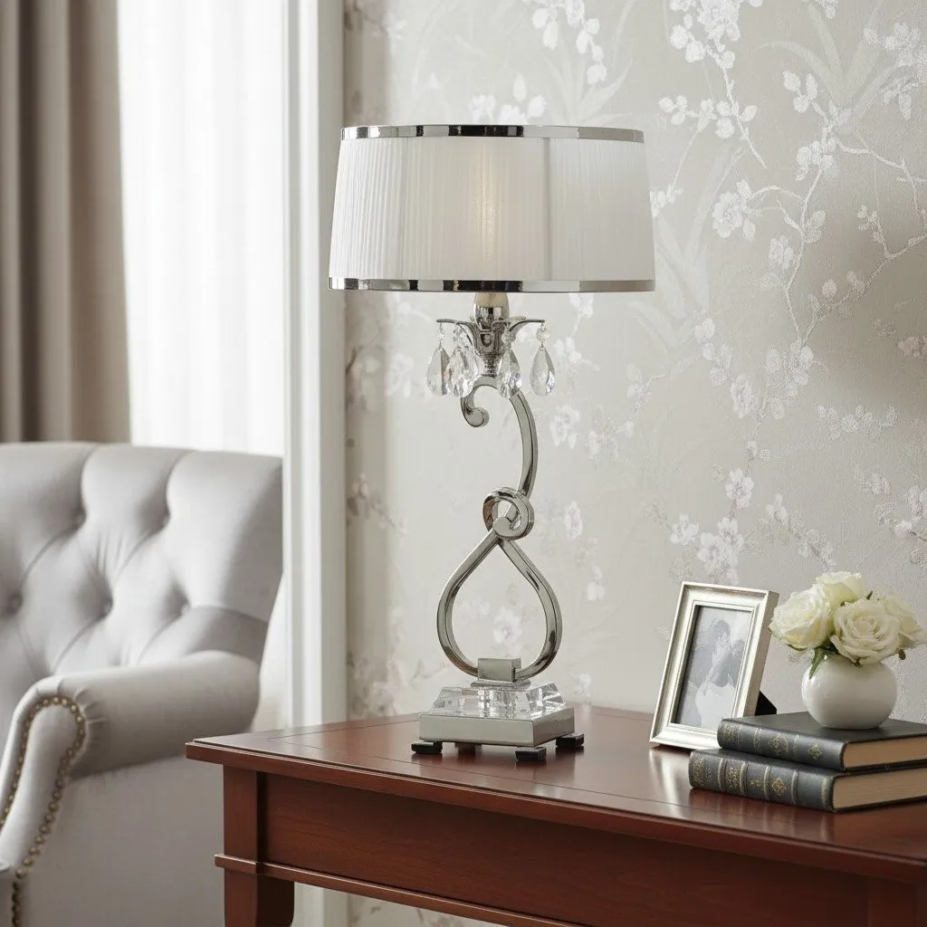 Talonis Decorative Crystal Table Lamp - Curved Metal Style for Home Interiors KL1903
