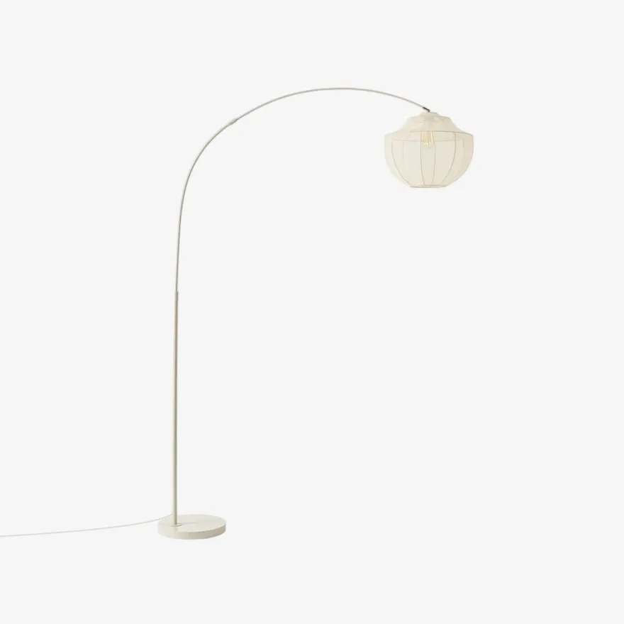Lumifil Arc Floor Lamp Textile Mesh Shade - Metal Stand for Soft Ambient Living Room Lighting KL1730