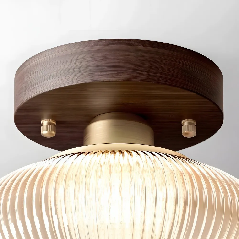 Soliro Sleek Round Glass Ceiling Light - Modern Dome Shade Ceiling Lamp for Entryway KL2221