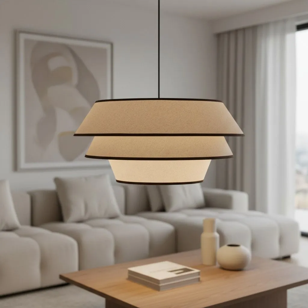 Tarivon Steel Frame Pendant with Fabric Shade - Modern Hanging Lamp for Dining Rooms KL1625