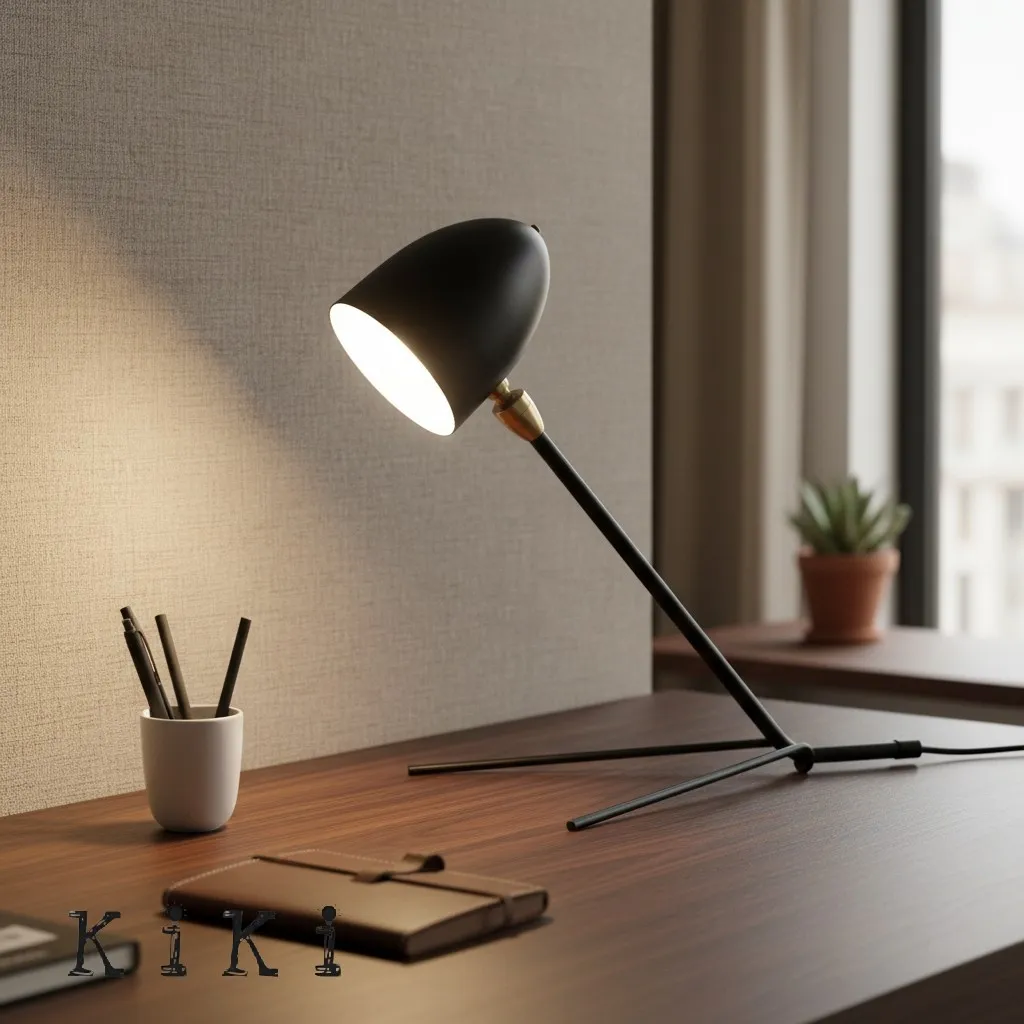 Geometric Metal Frame Tripod Table Lamp - Minimalist Modern Accent Light for Bedroom or Office