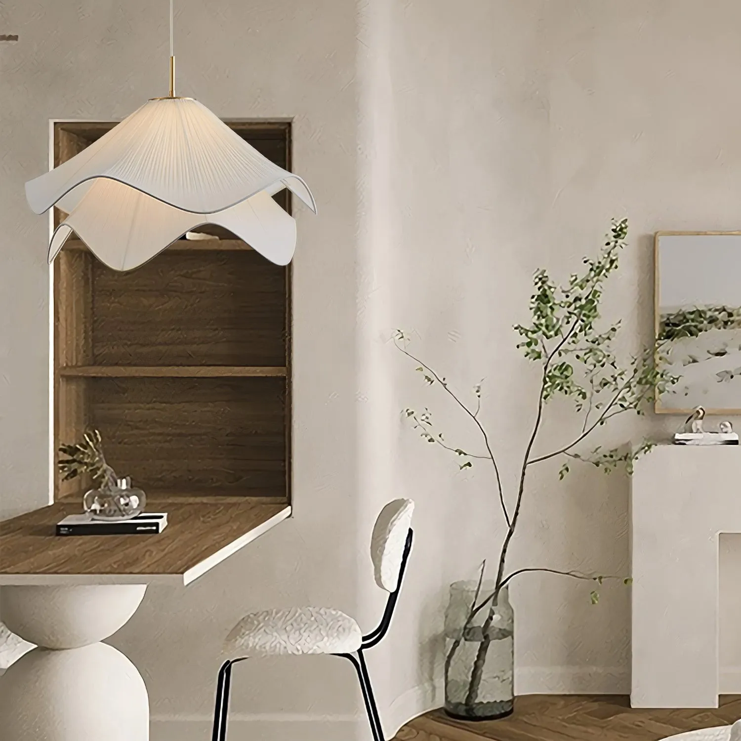 Ethereal Bloom Sculptural Fabric Pendant Light – Modern Floral-Inspired Lighting for Dining & Living Space KL1160